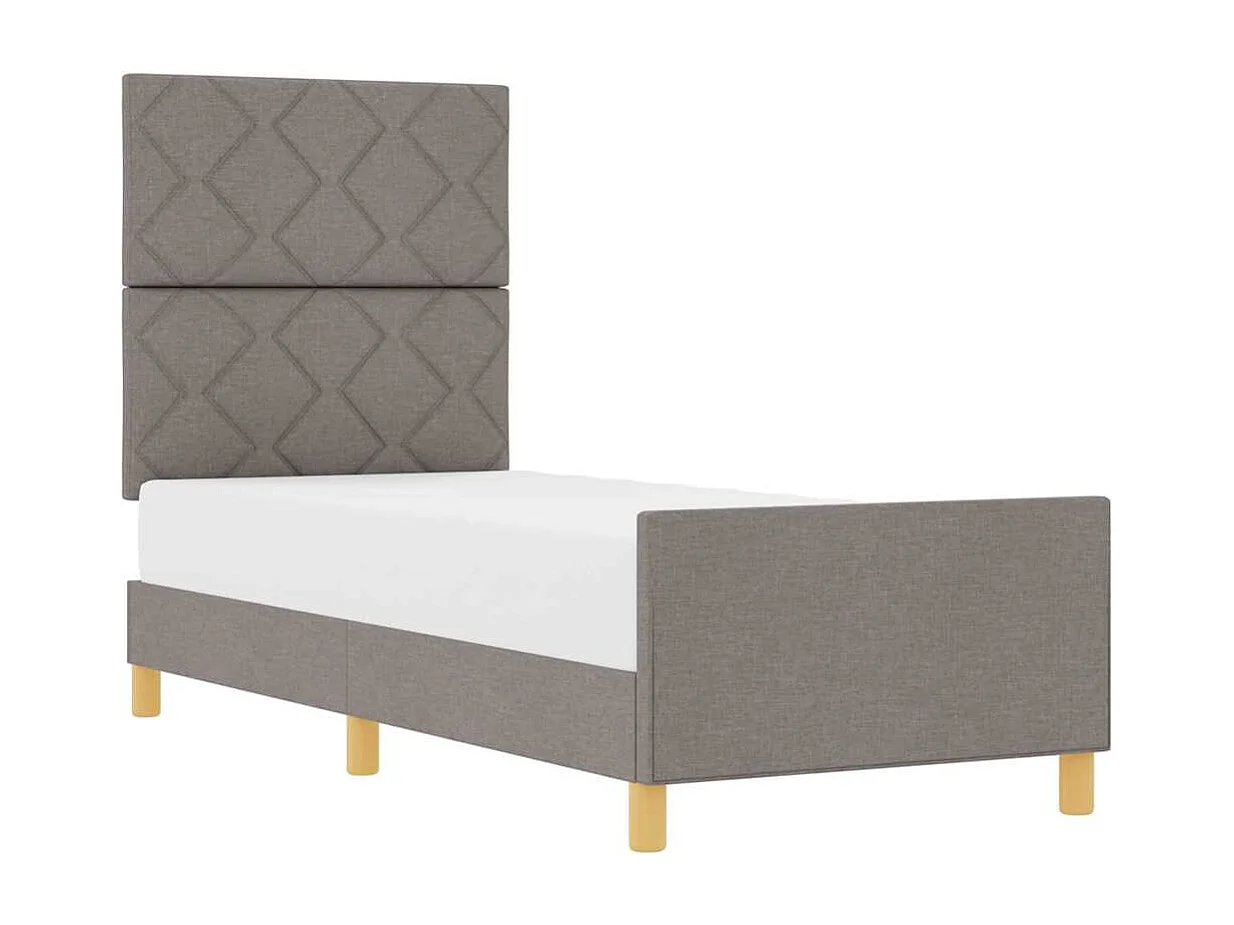 Lit simple | Lit adulte, enfant | Cadre de lit avec tête de lit Taupe 80x200 cm tissu