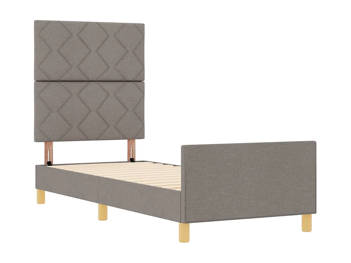 Lit simple | Lit adulte, enfant | Cadre de lit avec tête de lit Taupe 80x200 cm tissu