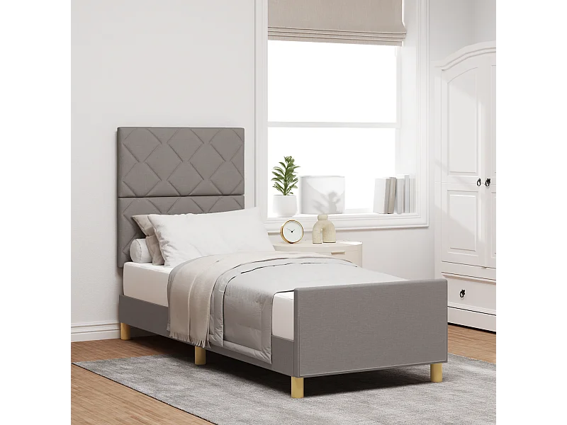 Lit simple | Lit adulte, enfant | Cadre de lit avec tête de lit Taupe 80x200 cm tissu