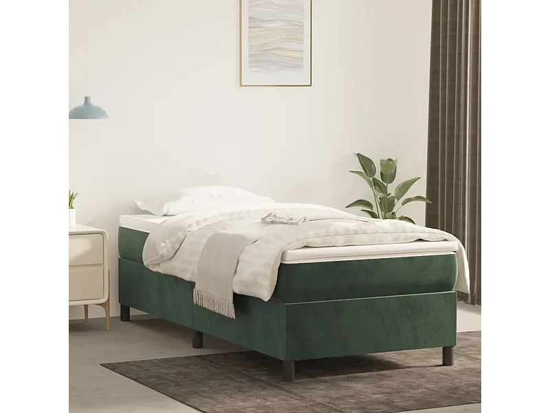 Lit simple | Lit adulte, enfant | Cadre de lit vert foncé 80x200 cm velours
