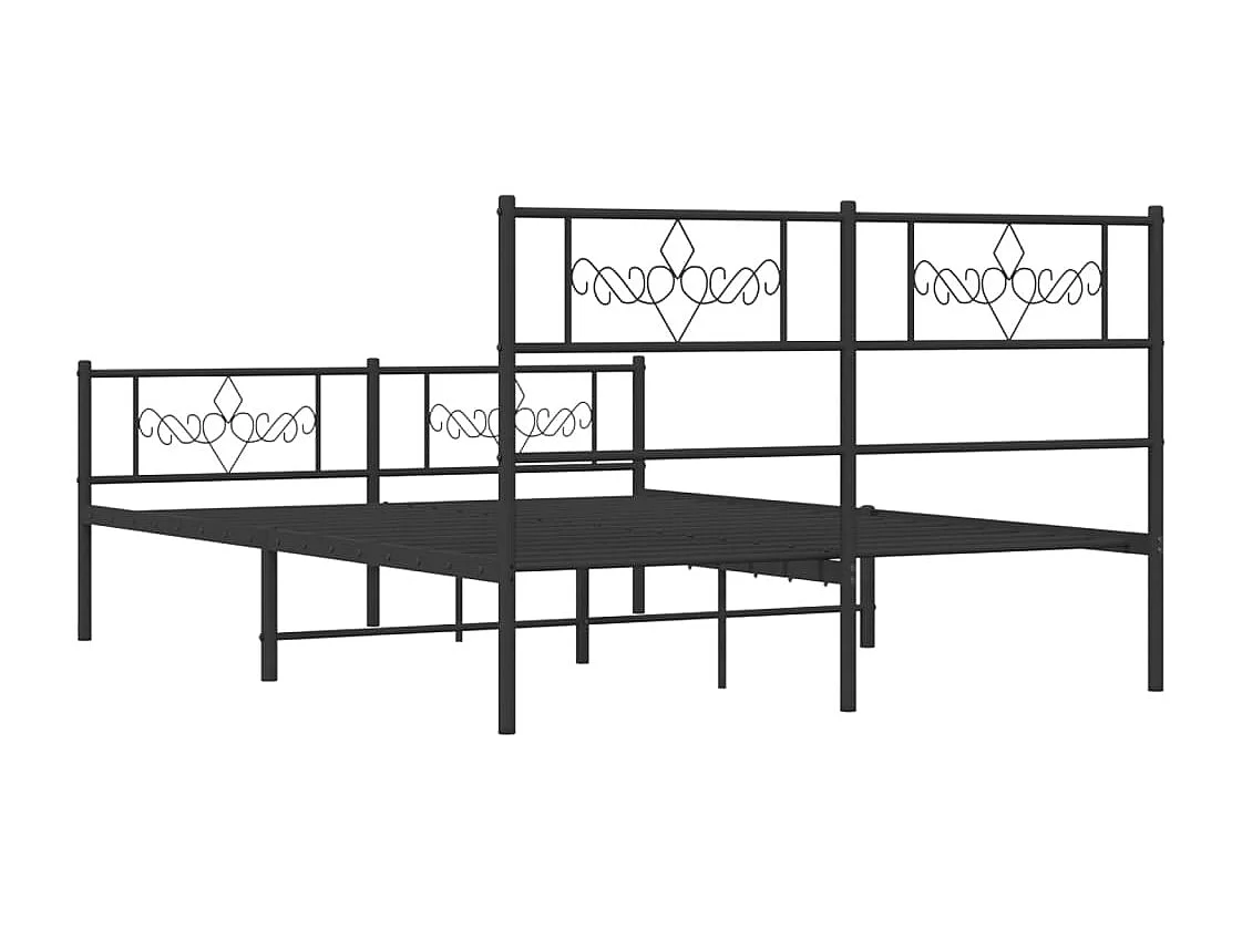 Lit simple | Lit adulte, enfant | Cadre de lit métal avec pied de lit noir 120x200cm
