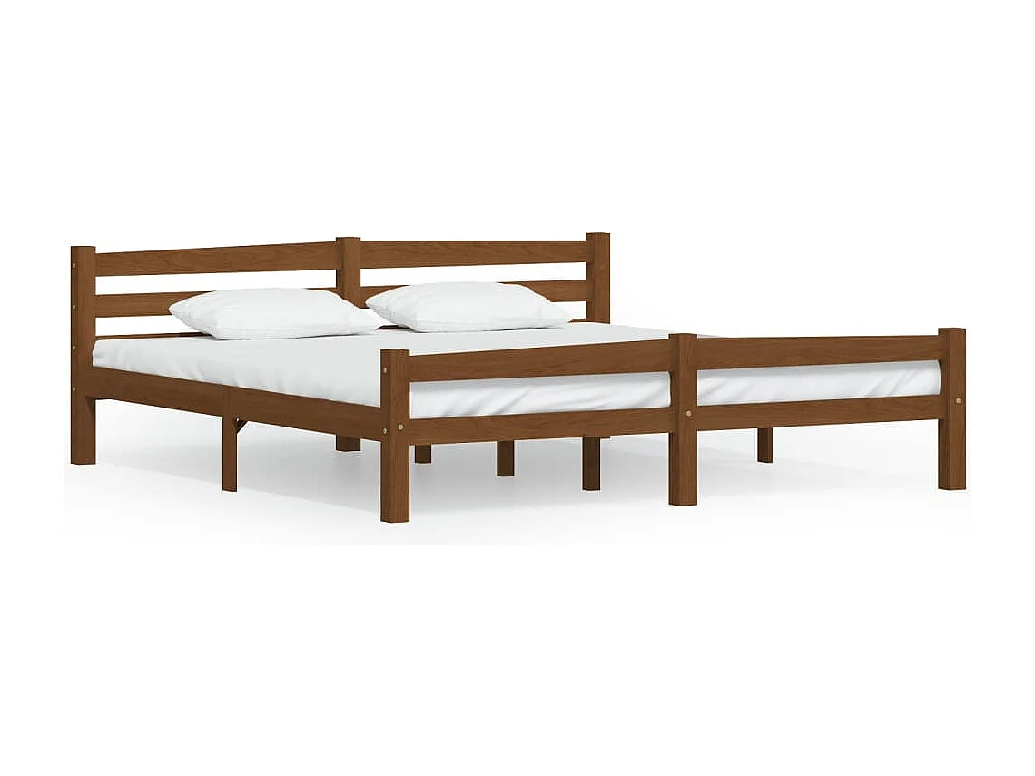Lit double | Lit adulte | Cadre de lit marron miel bois massif pin 180x200cm