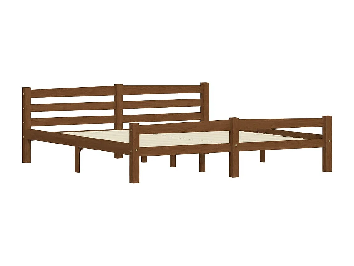 Lit double | Lit adulte | Cadre de lit marron miel bois massif pin 180x200cm
