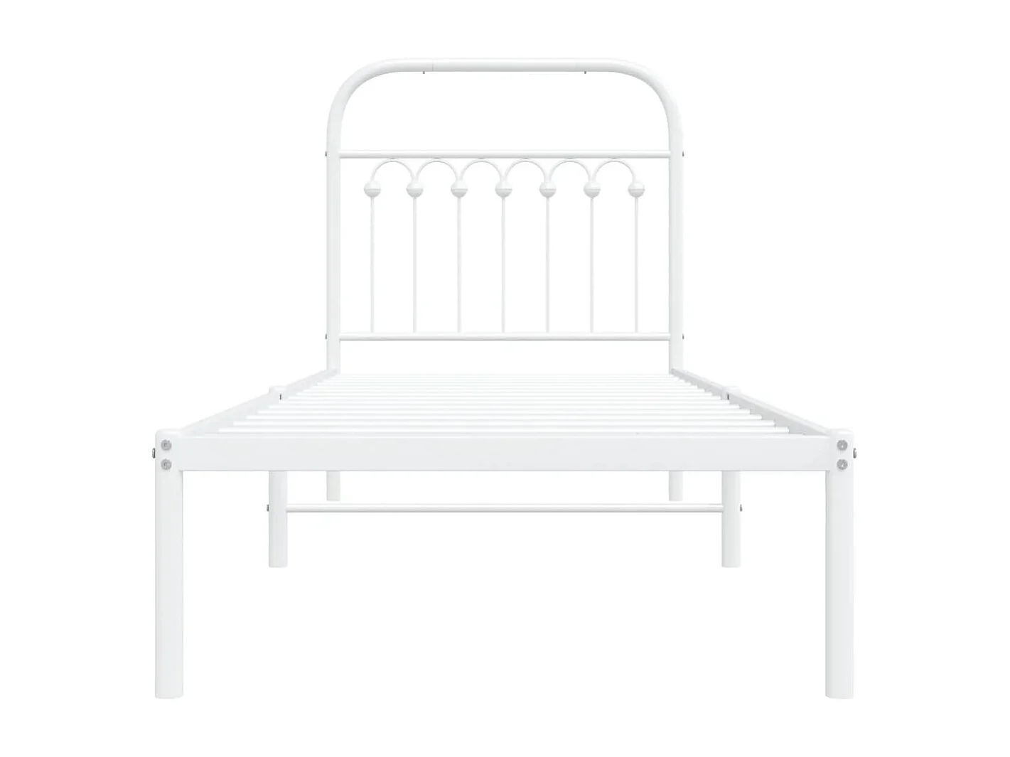 Lit simple | Lit adulte, enfant | Cadre de lit métal avec tête de lit blanc 80x200cm
