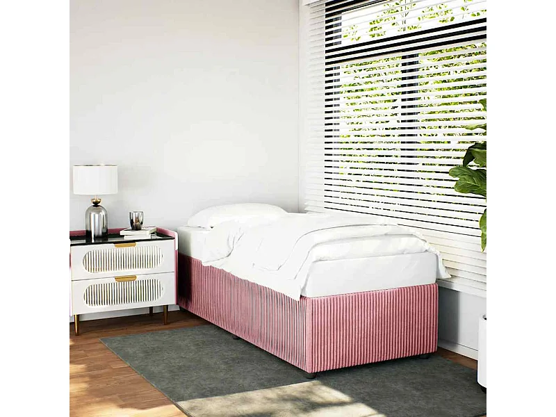 Lit simple | Lit adulte, enfant | Cadre de lit rose 100x200 cm velours