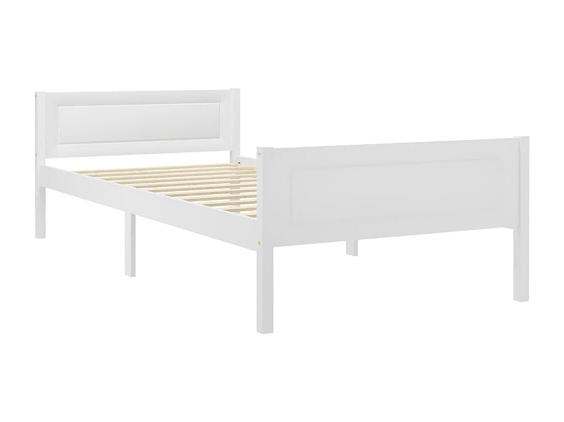 Lit simple | Lit adulte, enfant | Cadre de lit Bois de pin massif Blanc 90x200 cm