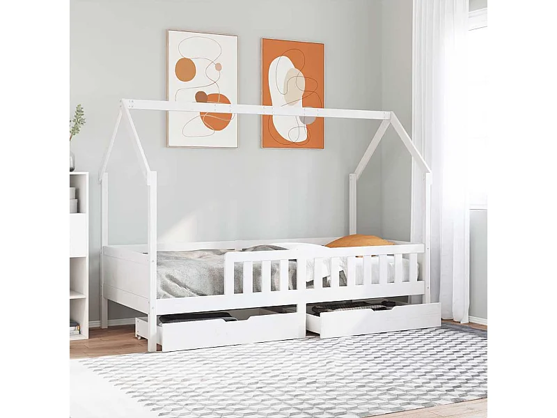 Lit simple | Lit enfant | Cadre de lit enfants avec tiroirs 80x200 cm bois