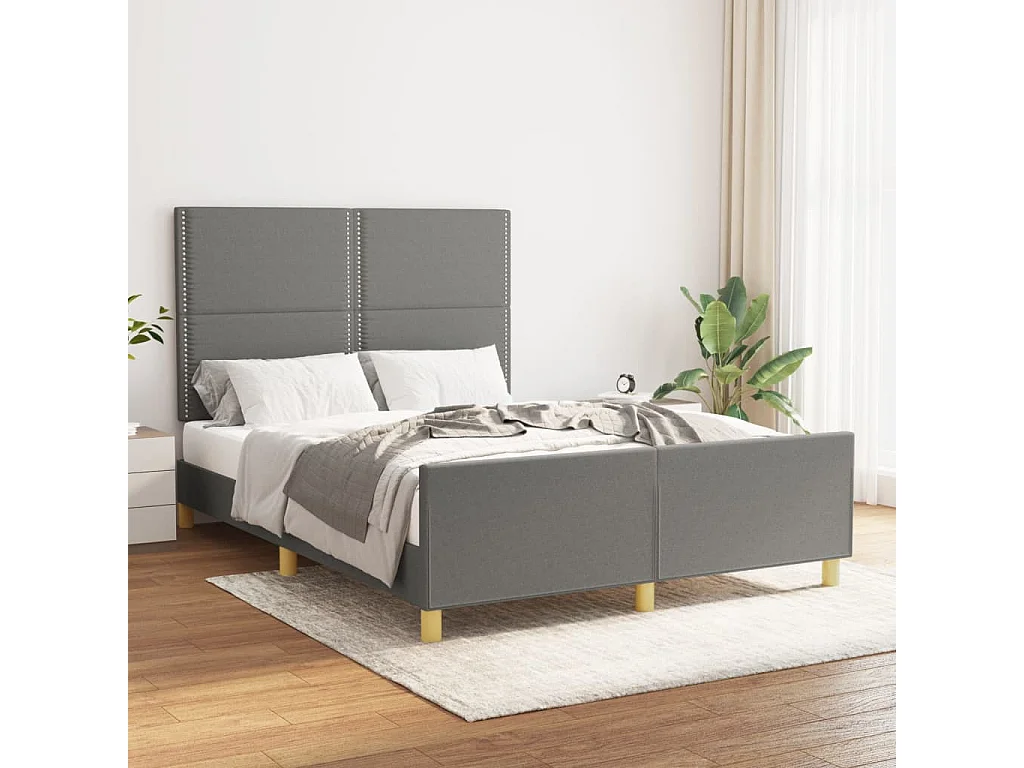 Lit double | Lit adulte | Cadre de lit gris foncé 140x200 cm tissu