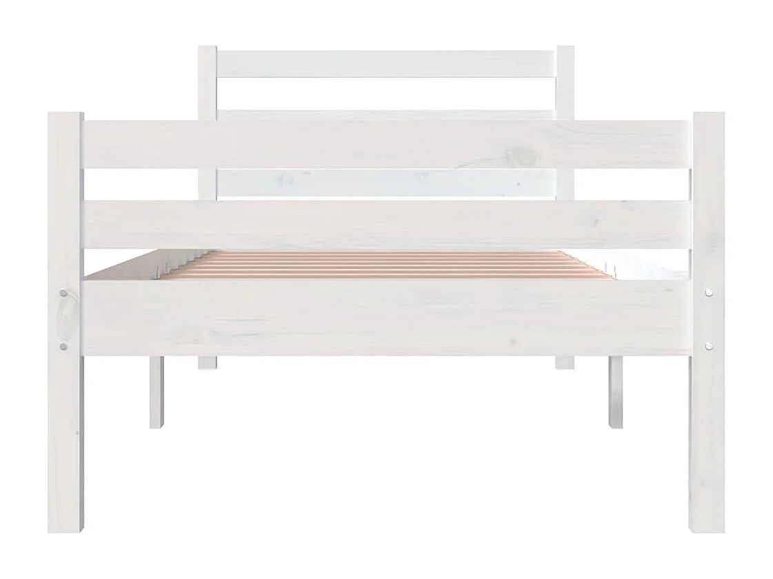 Lit simple | Lit adulte, enfant | Cadre de lit blanc bois massif 100x200 cm