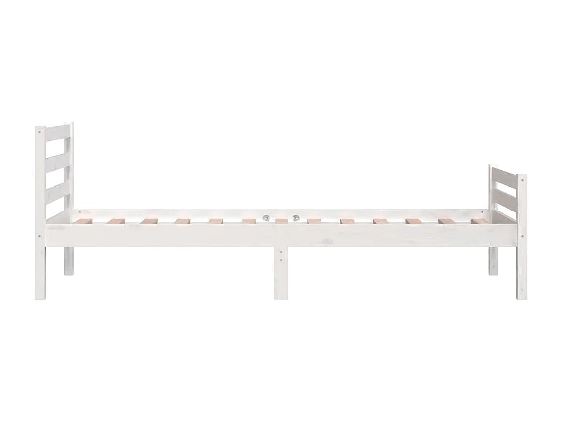 Lit simple | Lit adulte, enfant | Cadre de lit blanc bois massif 100x200 cm