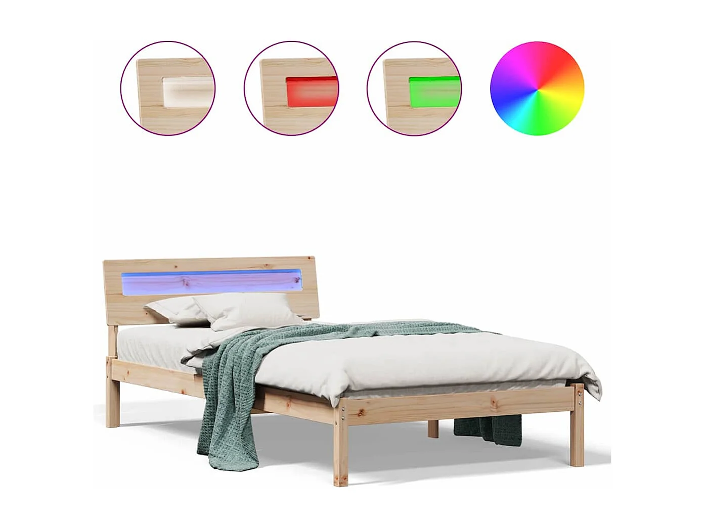 Lit simple | Lit adulte, enfant | Cadre de lit Marron 90x200 cm Bois massif en pin