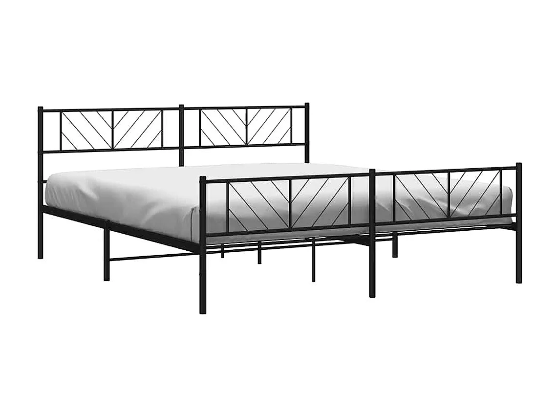 Lit double | Lit adulte | Cadre de lit métal avec pied de lit noir 183x213cm