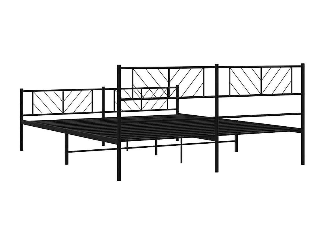 Lit double | Lit adulte | Cadre de lit métal avec pied de lit noir 183x213cm