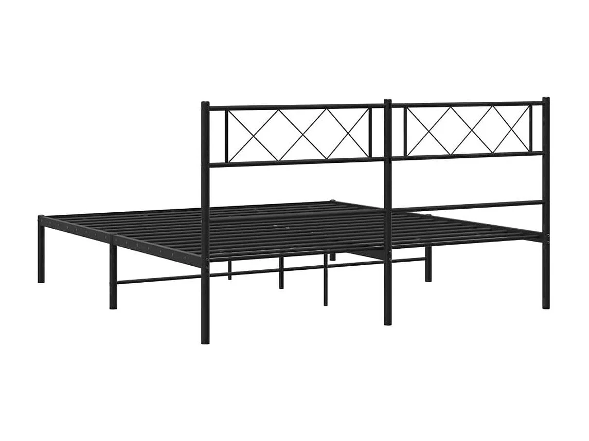 Lit simple | Lit adulte, enfant | Cadre de lit métal avec tête de lit noir 120x190cm