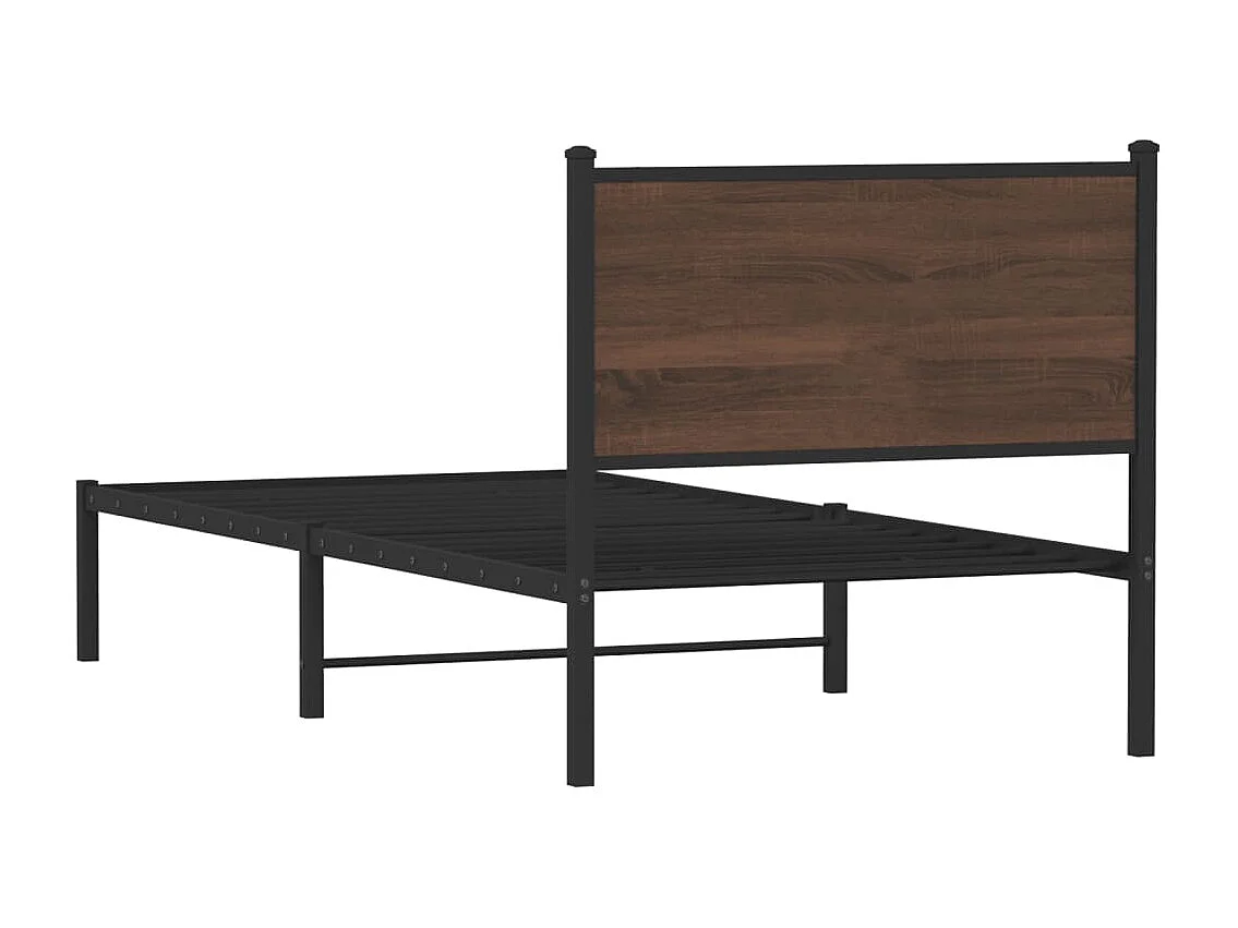 Lit simple | Lit adulte, enfant | Cadre de lit en métal chêne marron 80x200 cm