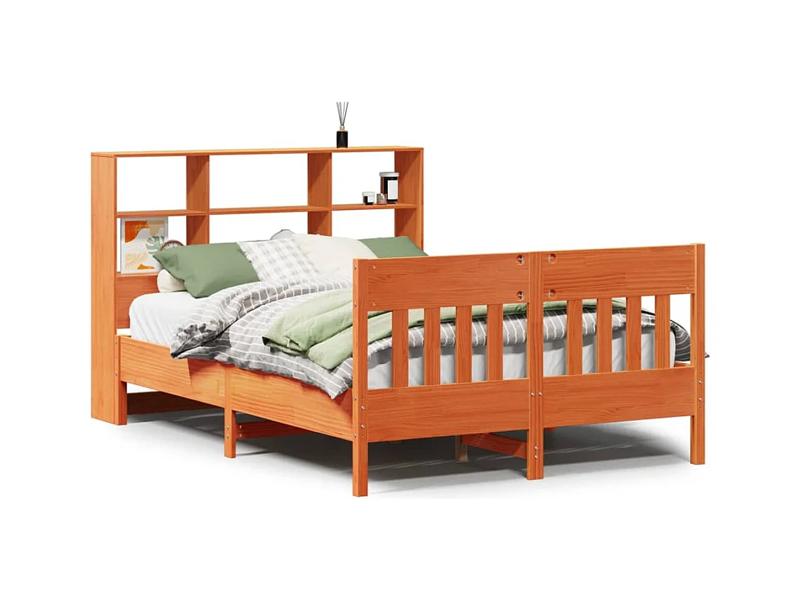 Letto per adulti | Letto matrimoniale | Giroletto senza Materasso Marrone Cera 160x200 cm Legno di Pino