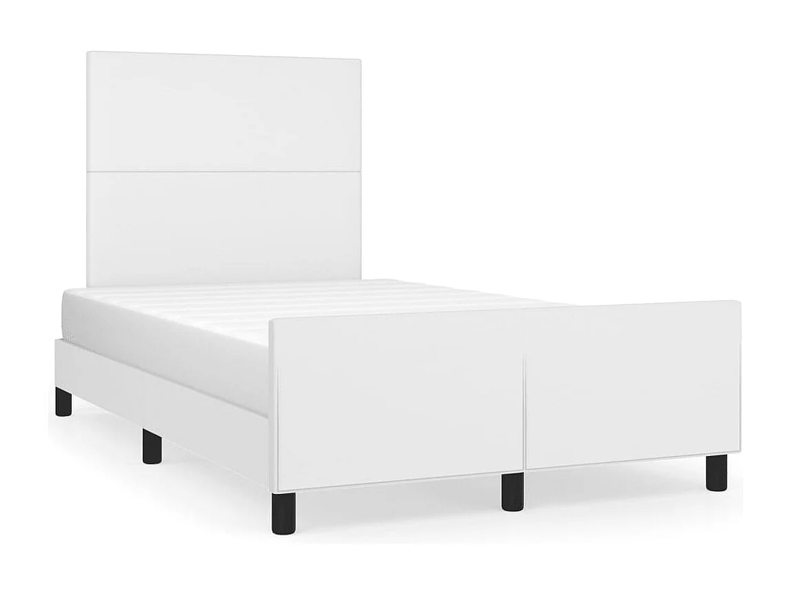 Lit simple | Lit adulte, enfant | Cadre de lit blanc 120x200 cm similicuir