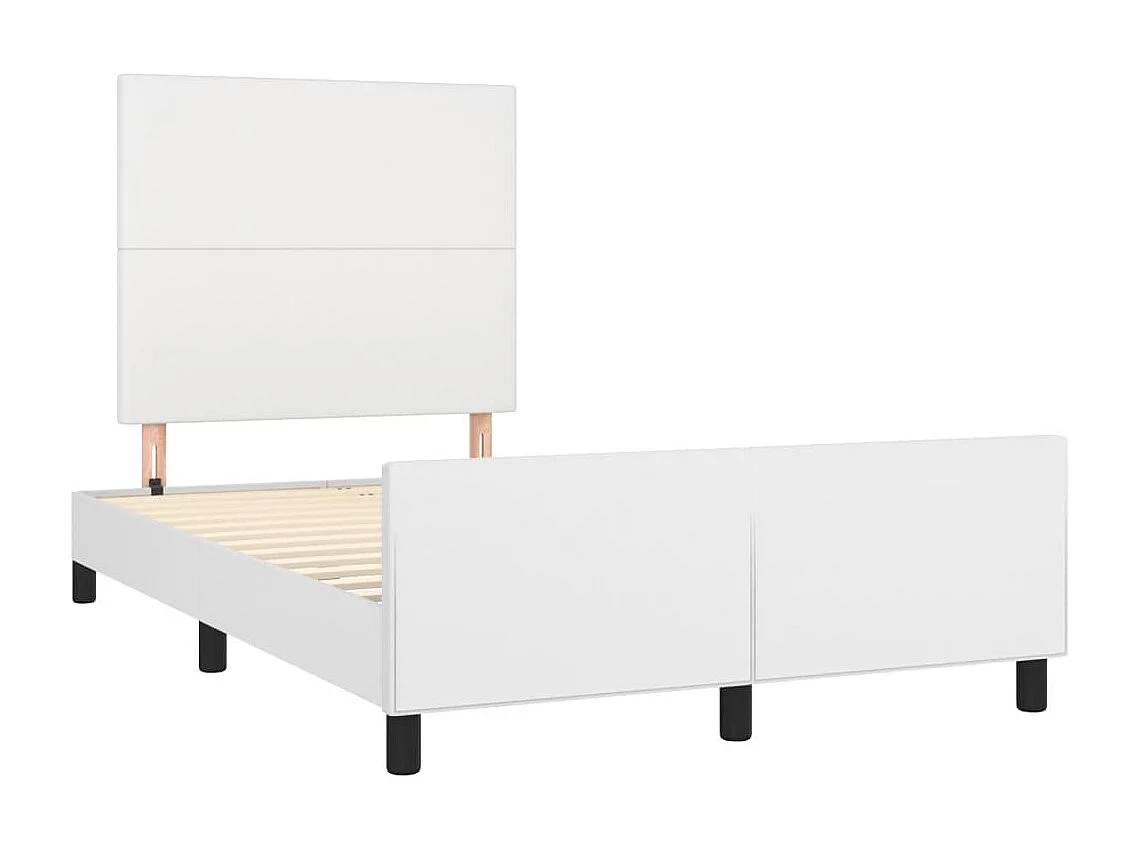 Lit simple | Lit adulte, enfant | Cadre de lit blanc 120x200 cm similicuir