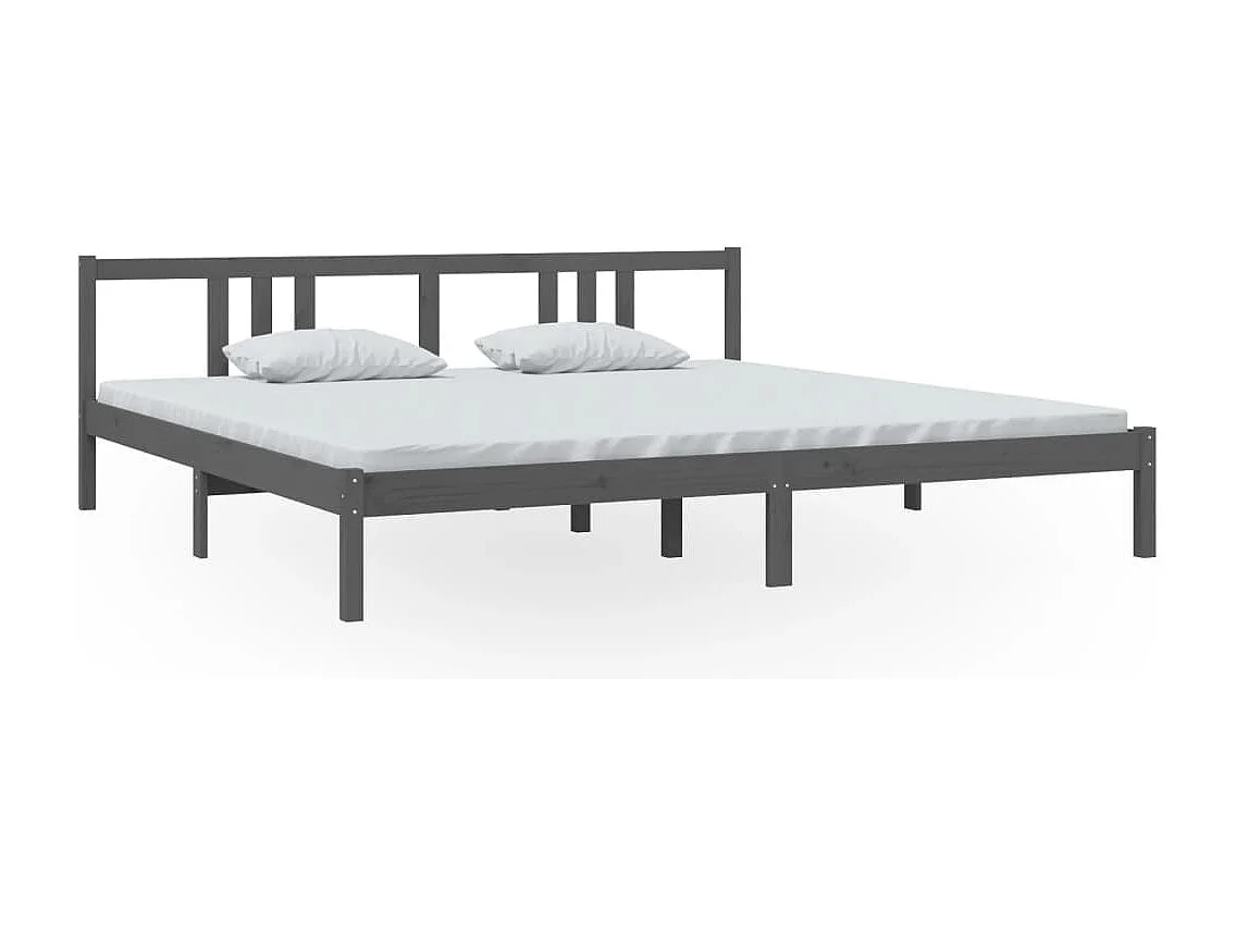 Lit double | Lit adulte | Cadre de lit bois massif gris 200x200 cm