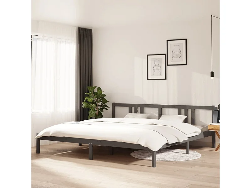 Lit double | Lit adulte | Cadre de lit bois massif gris 200x200 cm