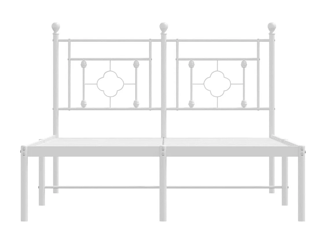 Lit simple | Lit adulte, enfant | Cadre de lit métal et tête de lit blanc 120x200 cm