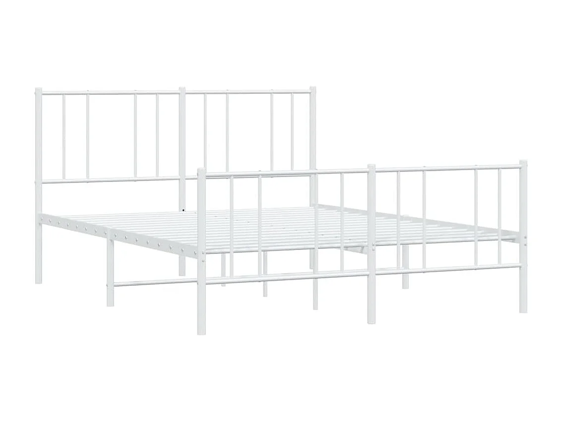 Lit simple | Lit adulte, enfant | Cadre de lit métal et pied de lit blanc 120x200 cm