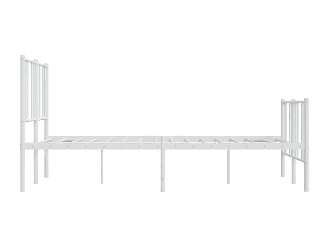 Lit simple | Lit adulte, enfant | Cadre de lit métal et pied de lit blanc 120x200 cm