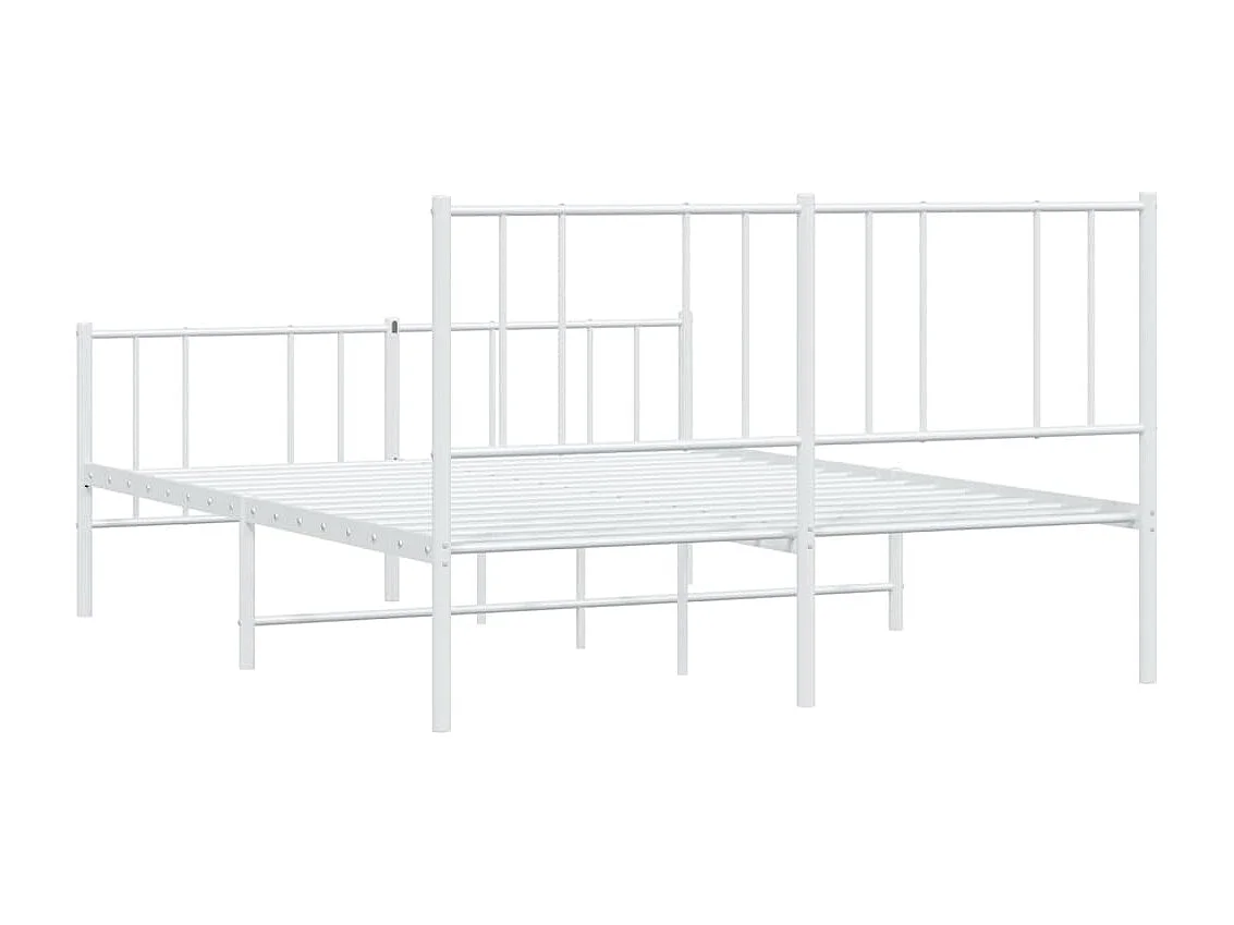 Lit simple | Lit adulte, enfant | Cadre de lit métal et pied de lit blanc 120x200 cm
