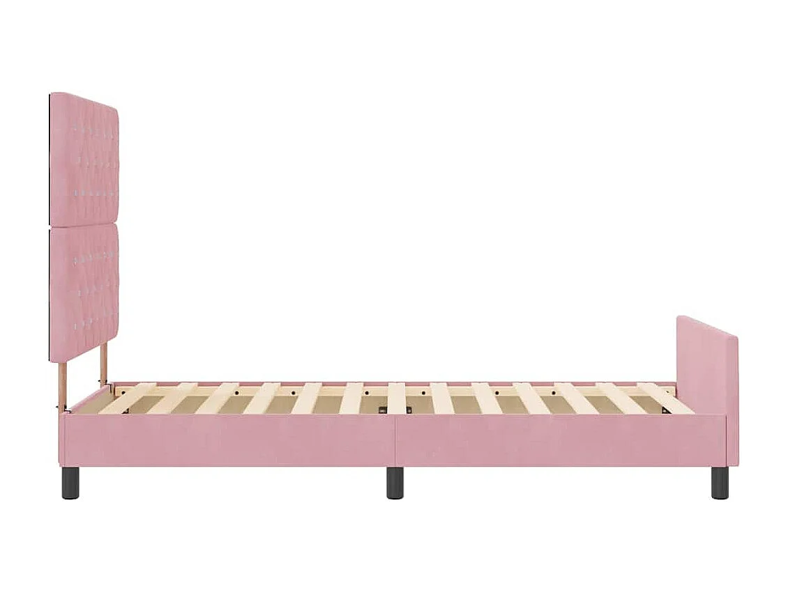Lit simple | Lit adulte, enfant | Cadre de lit avec tête de lit Rose 90x200 cm Velours