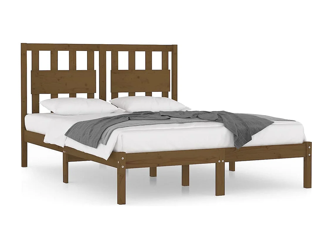 Lit double | Lit adulte | Cadre de lit marron miel bois massif 200x200 cm