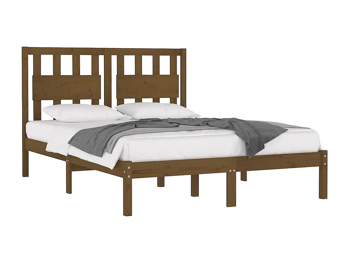Lit double | Lit adulte | Cadre de lit marron miel bois massif 200x200 cm