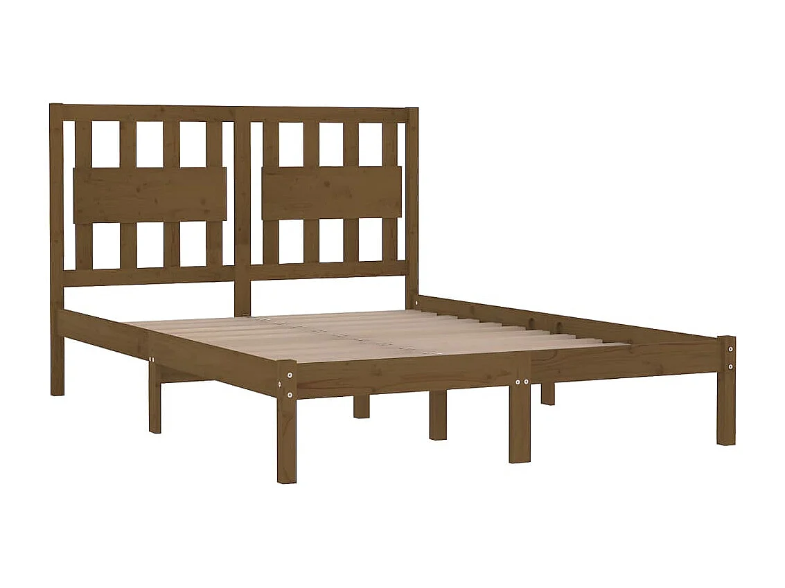 Lit double | Lit adulte | Cadre de lit marron miel bois massif 200x200 cm