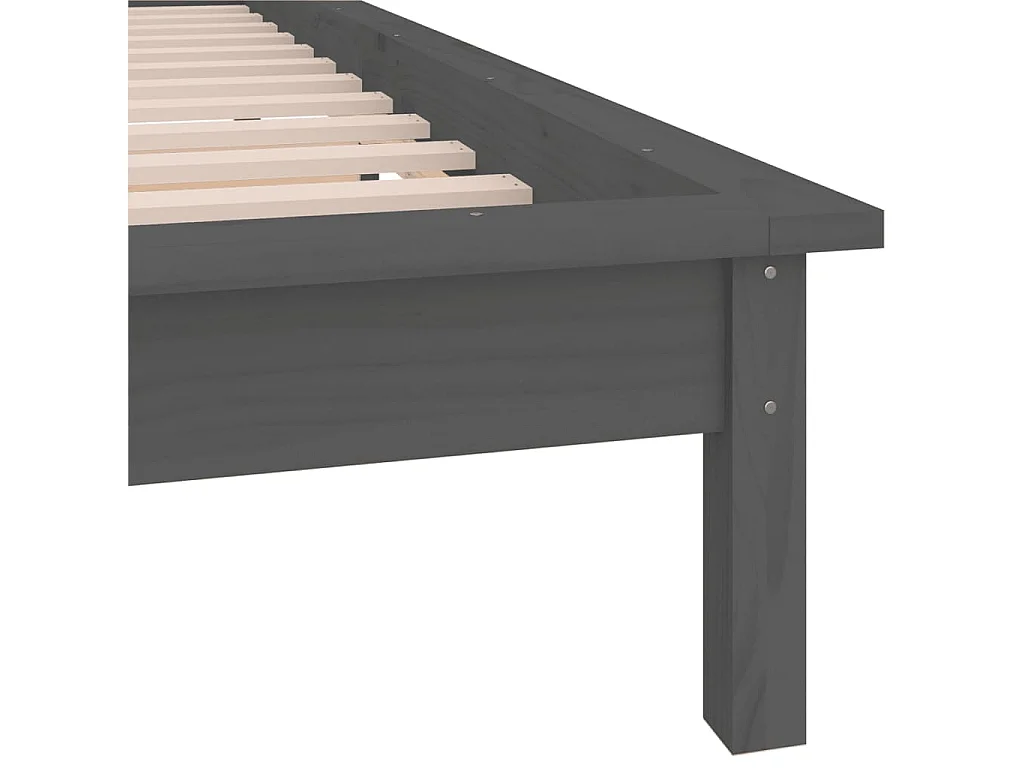 Lit simple | Lit adulte, enfant | Cadre de lit à LED gris 100x200 cm bois massif