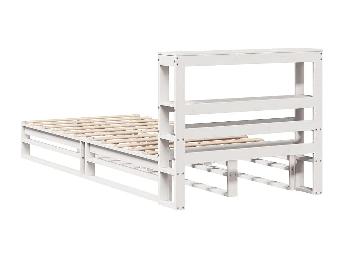 Lit simple | Lit adulte, enfant | Cadre de lit blanc 75x190 cm bois de pin massif