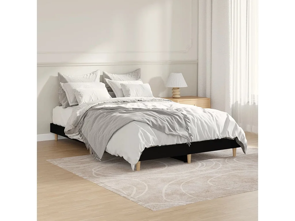 Lit simple | Lit adulte, enfant | Cadre de lit noir 120x190 cm bois d'ingénierie