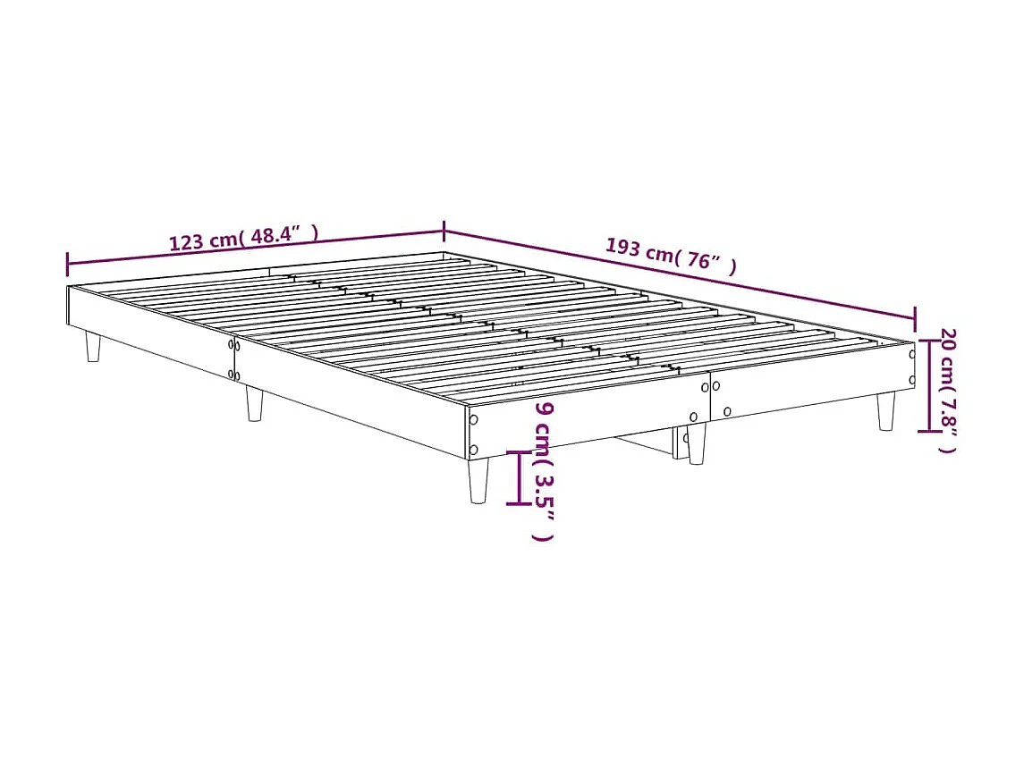 Lit simple | Lit adulte, enfant | Cadre de lit noir 120x190 cm bois d'ingénierie