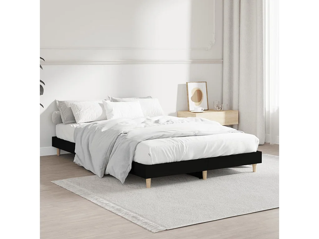 Lit simple | Lit adulte, enfant | Cadre de lit noir 120x190 cm bois d'ingénierie