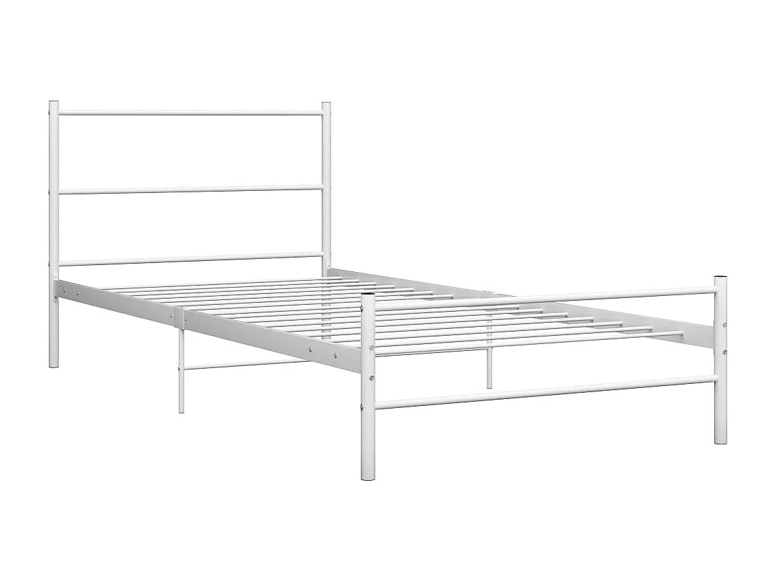 Lit simple | Lit adulte, enfant | Cadre de lit blanc métal 90x200 cm