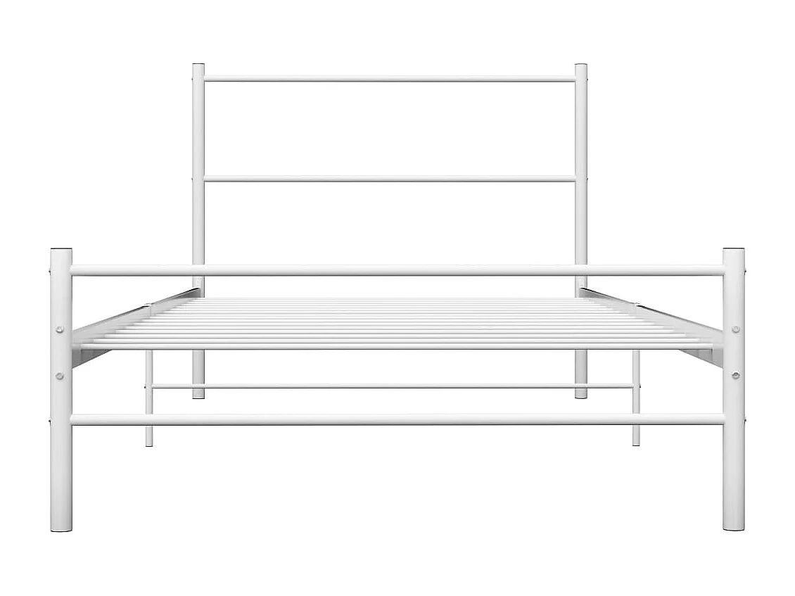Lit simple | Lit adulte, enfant | Cadre de lit blanc métal 90x200 cm