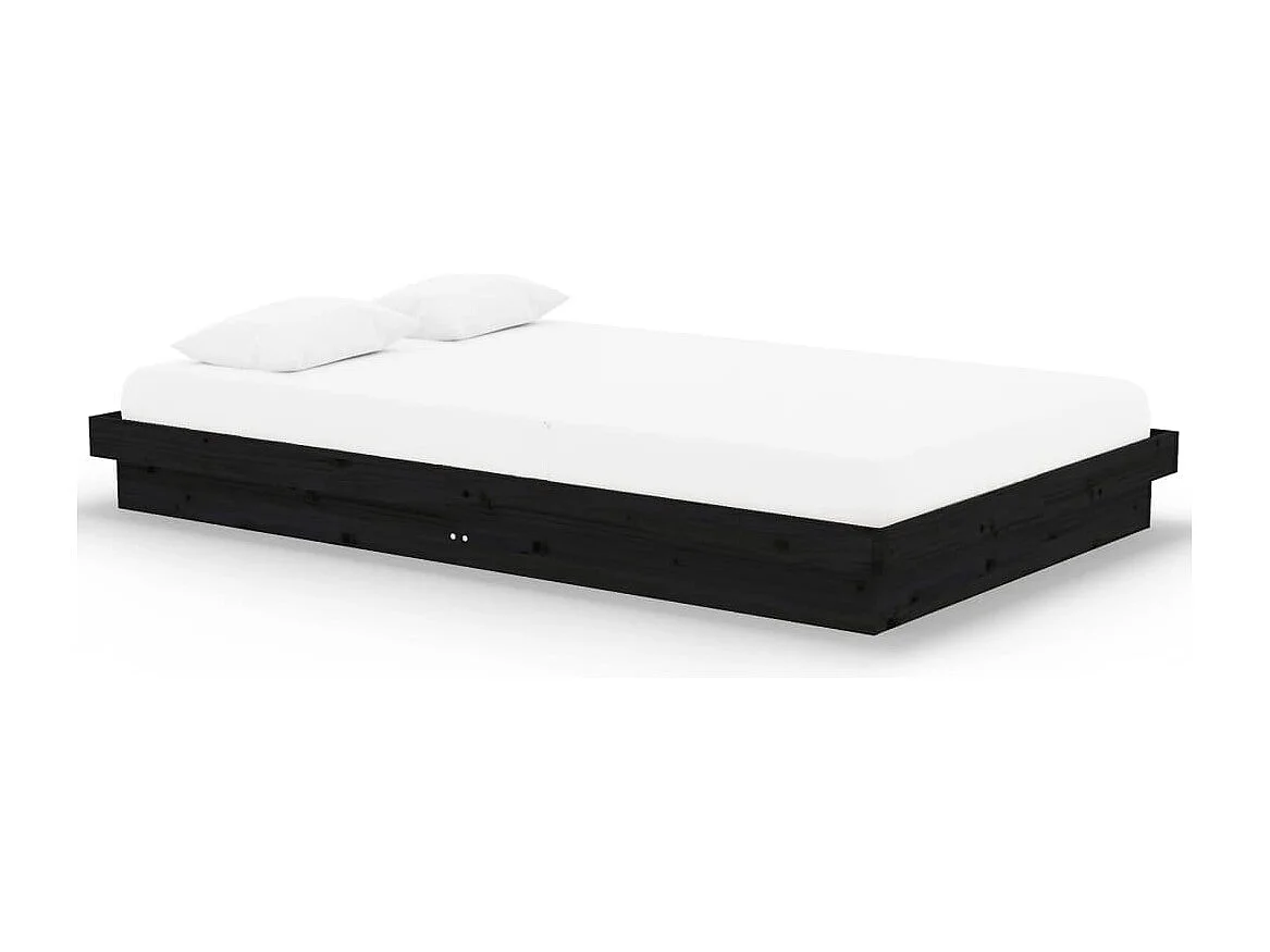 Lit simple | Lit adulte, enfant | Cadre de lit noir bois massif 120x200 cm