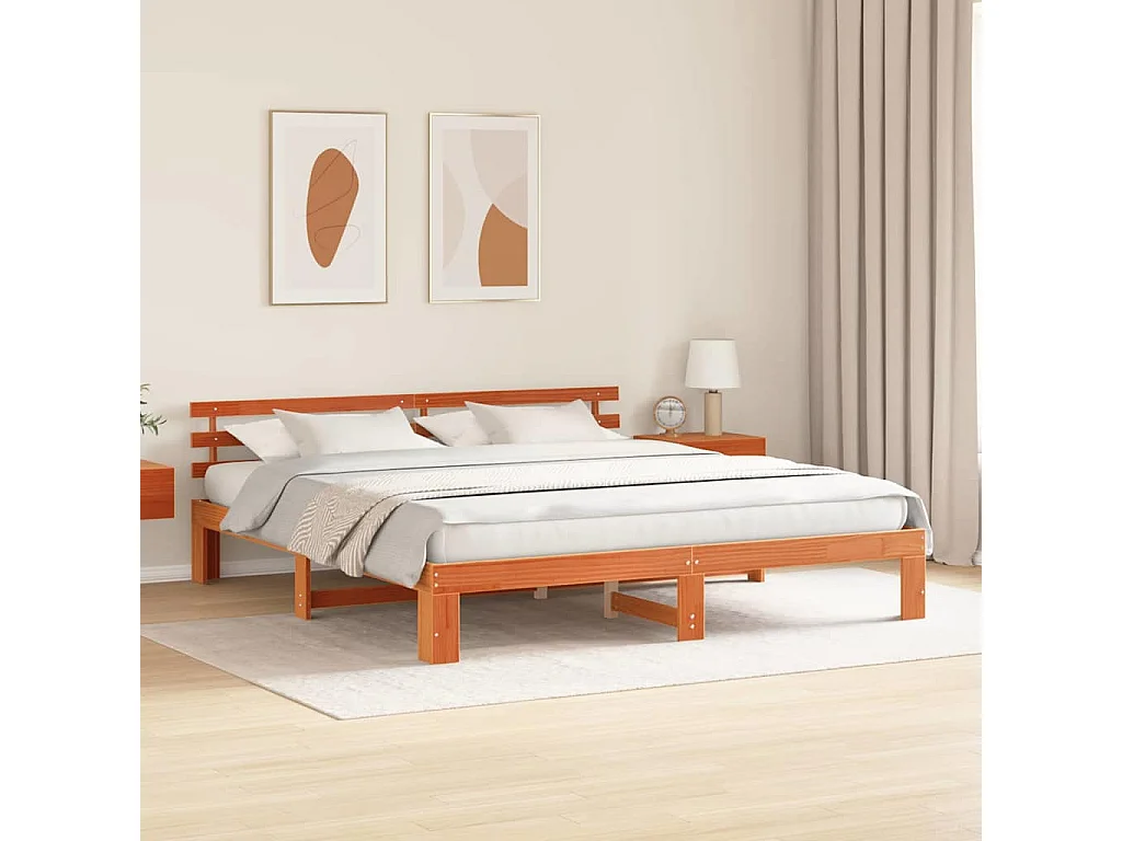 Lit double | Lit adulte | Cadre de lit Marron 200x200 cm Bois de pin massif