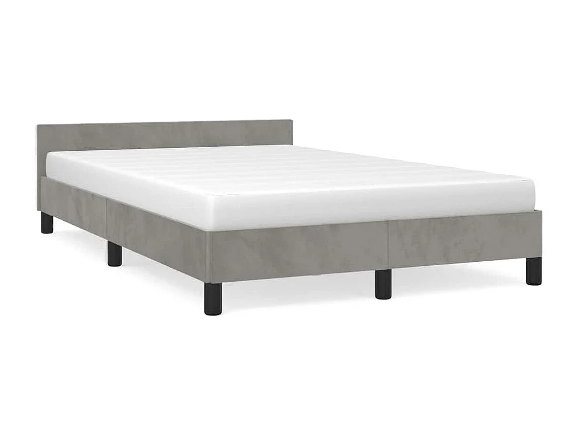 Lit simple | Lit adulte, enfant | Cadre de lit gris clair 120x200 cm velours