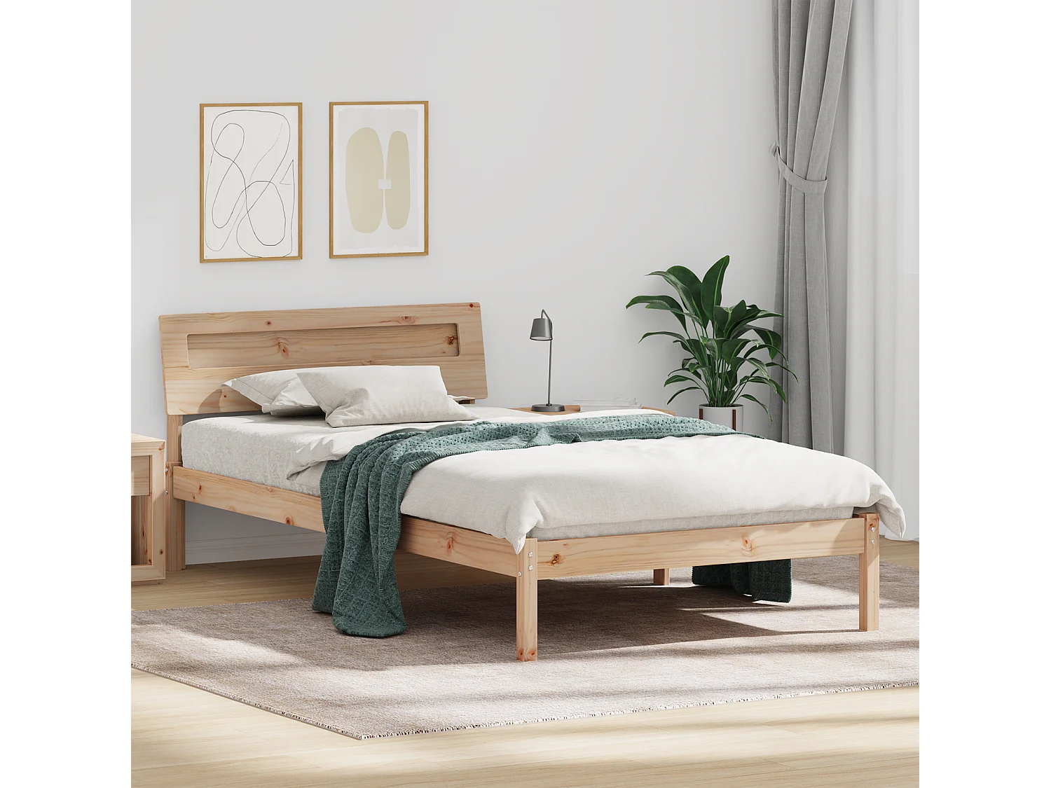 Lit simple | Lit adulte, enfant | Cadre de lit Marron 80x200 cm Bois massif en pin