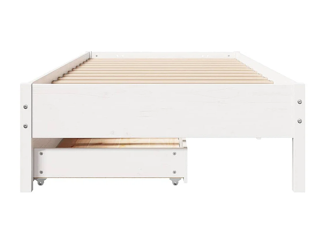 Lit simple | Lit adulte, enfant | Cadre de lit blanc 100x200 cm bois de pin massif