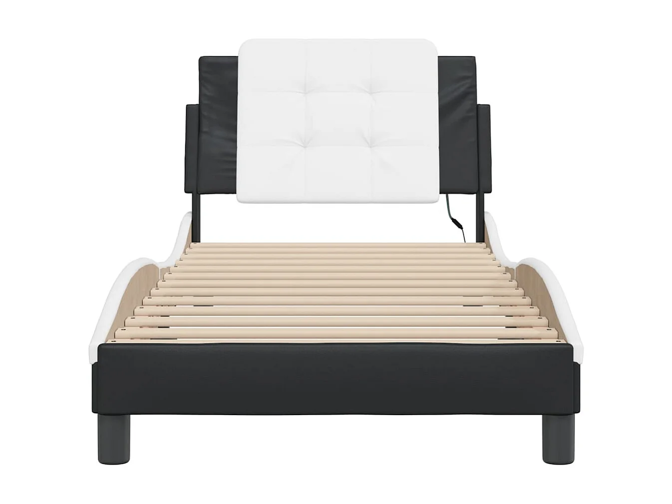 Lit simple | Lit adulte, enfant | Cadre de lit avec LED noir et blanc 90x200 cm