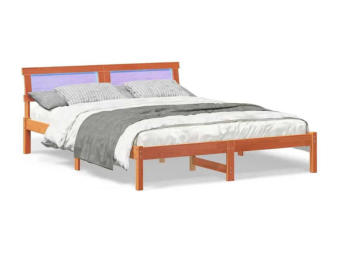 Lit double | Lit adulte | Cadre de lit Marron cire 150x200 cm Bois massif en pin