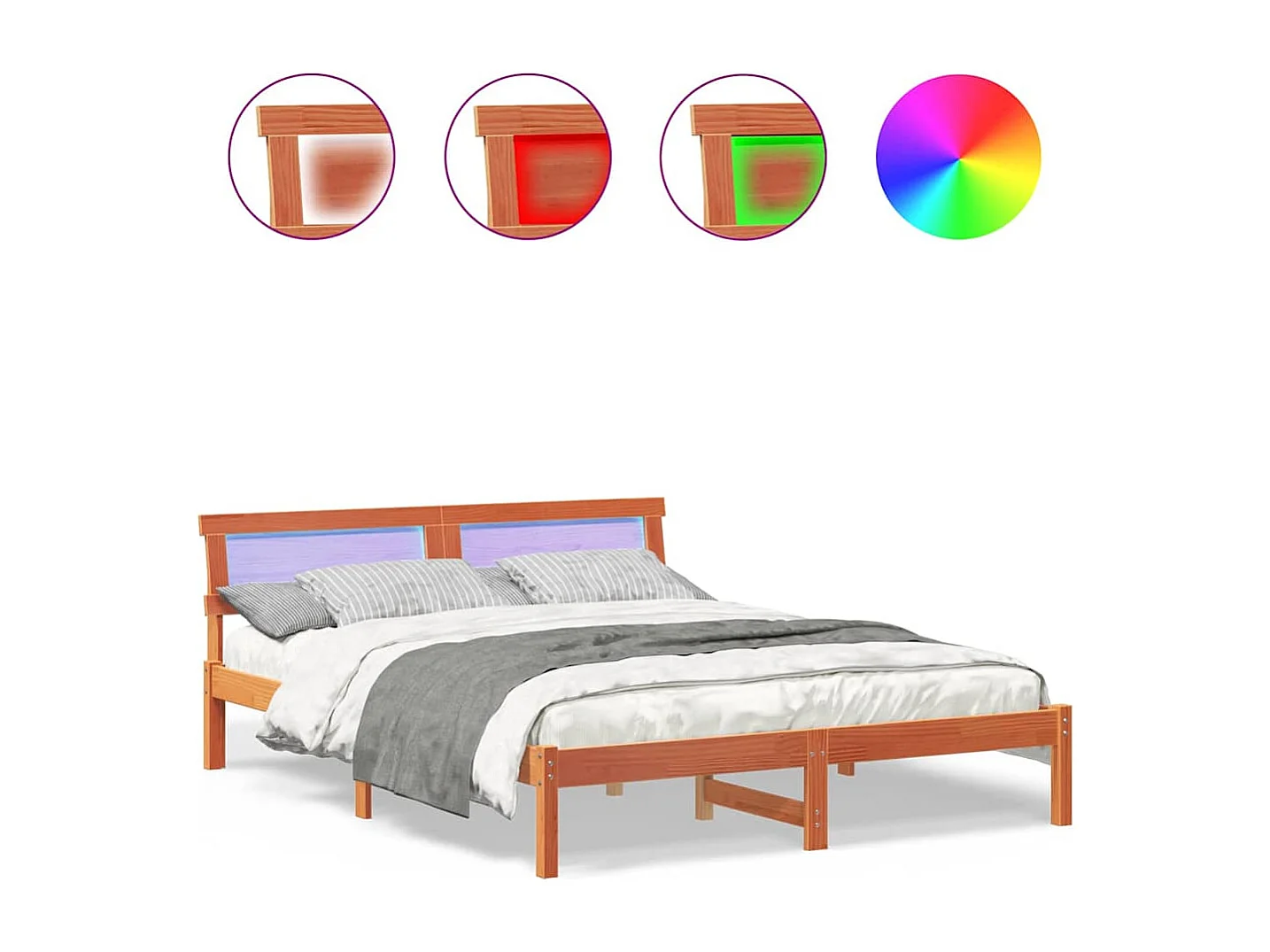 Lit double | Lit adulte | Cadre de lit Marron cire 150x200 cm Bois massif en pin