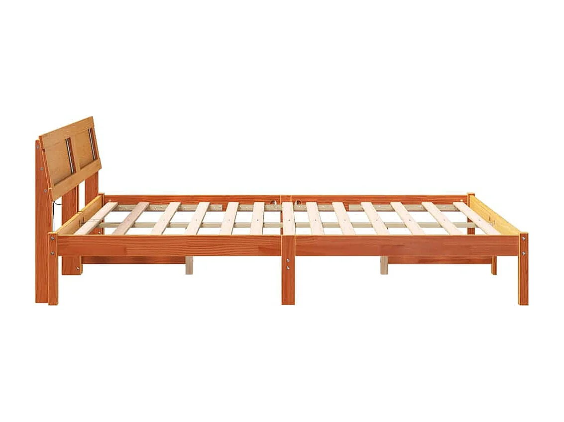 Lit double | Lit adulte | Cadre de lit Marron cire 150x200 cm Bois massif en pin