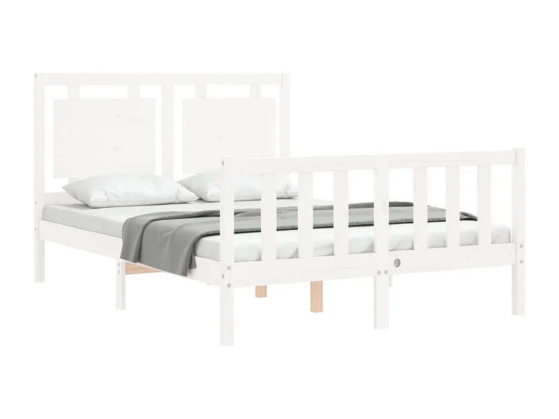 Lit simple | Lit adulte, enfant | Cadre de lit blanc bois de pin massif 120x190 cm