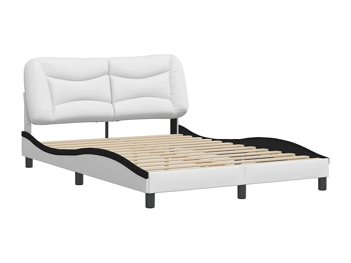 Lit double | Lit adulte | Cadre de lit blanc et noir 140x190 cm similicuir